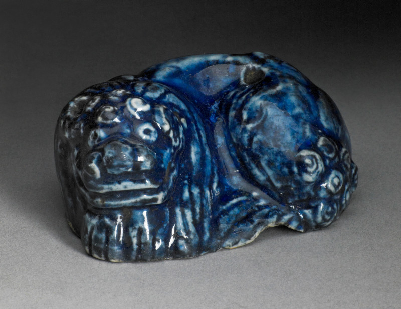 White Porcelain Haetae-shaped Water Dropper Painted in Underglaze