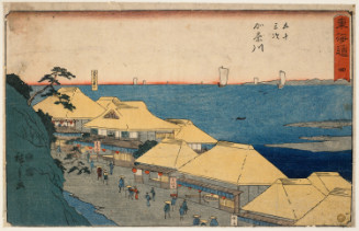 4 of 55 woodcuts on paper depicting landscapes along Tokaido Road.