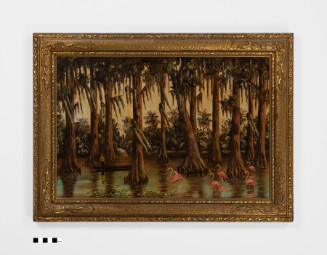 Swamp Scene With Flamingos
