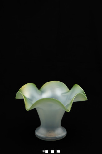 Vase with six-sided rim; verre de soie and green glass
