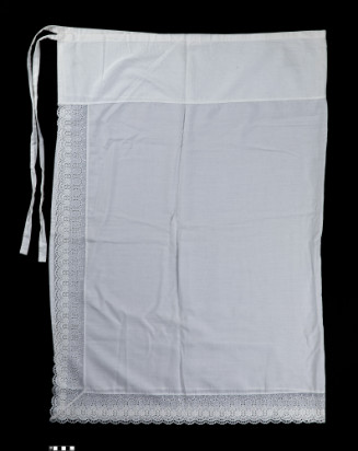White fabric with lace trim.